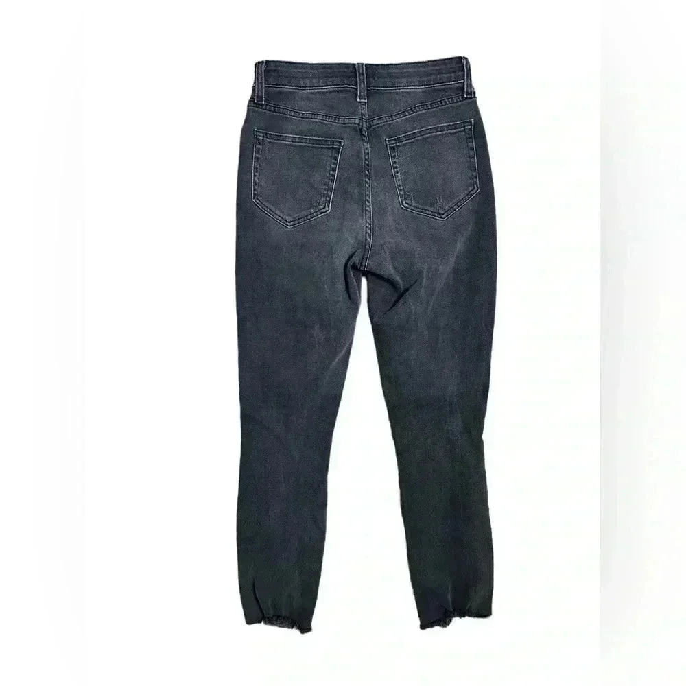 L Agence Womens High Rise Distressed High Line Skinny Jeans Gray Denim Size 26